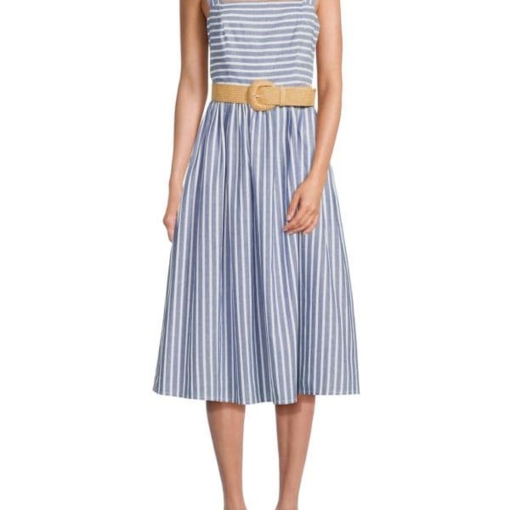 ELIZA J. Striped Cotton Midi-Dress